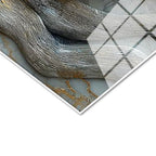 Tamperli Gerçek Cam Tablo Mermer Görünümlü Manolya Dalı Çiçek Tablosu Duvar Dekoru