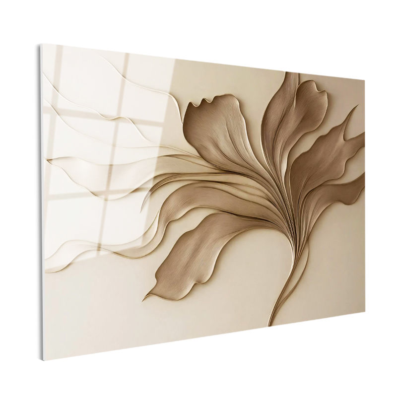 Tamperli Gerçek Cam Tablo Soyut Akışkan Yaprak Desenleri Çiçek Tablosu Duvar Dekoru