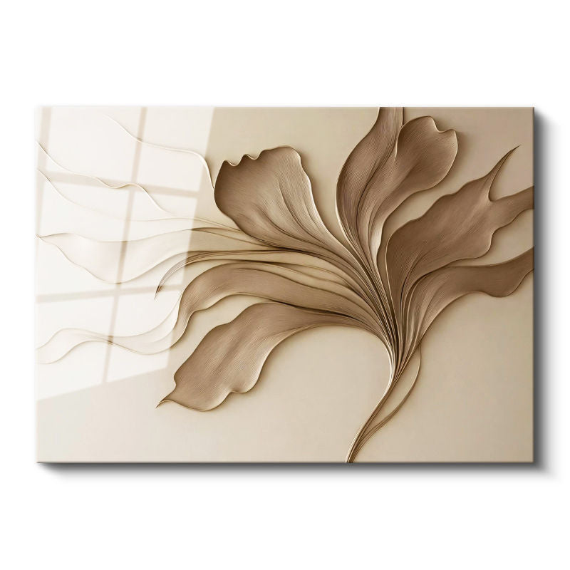 Tamperli Gerçek Cam Tablo Soyut Akışkan Yaprak Desenleri Çiçek Tablosu Duvar Dekoru