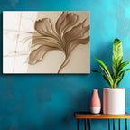 Tamperli Gerçek Cam Tablo Soyut Akışkan Yaprak Desenleri Çiçek Tablosu Duvar Dekoru