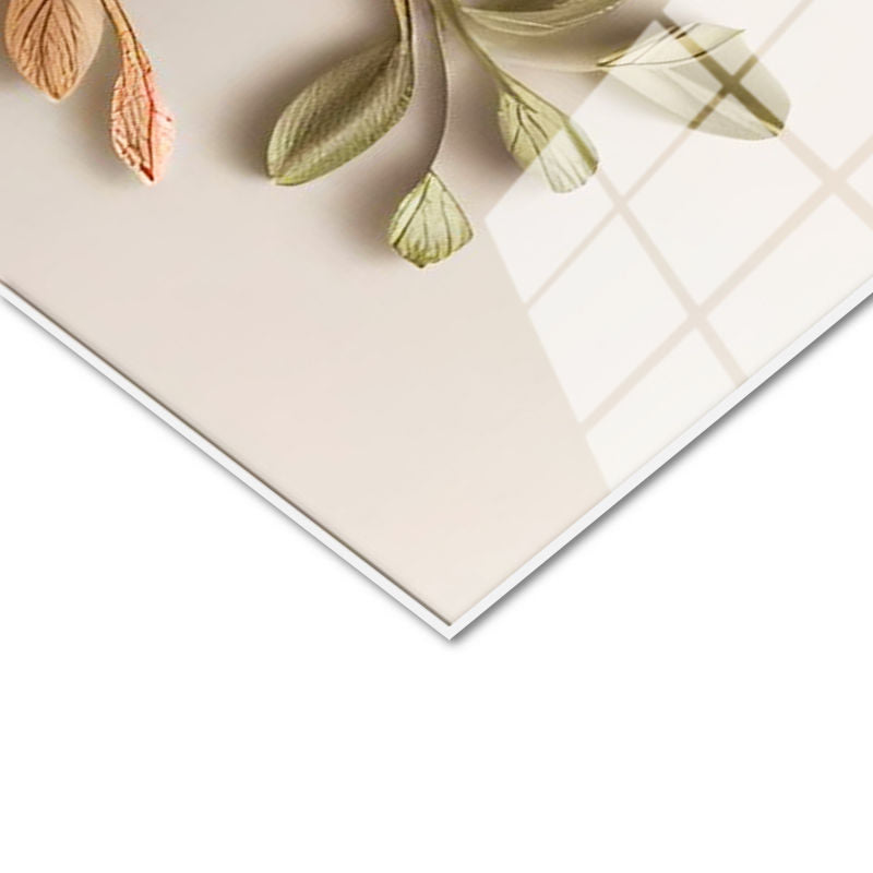 Tamperli Gerçek Cam Tablo Karışık Bahar Buketi Aranjmanı Çiçek Tablosu Duvar Dekoru