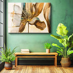 Tamperli Gerçek Cam Tablo Soyut Formlu Çiçek Çiçek Tablosu Duvar Dekoru