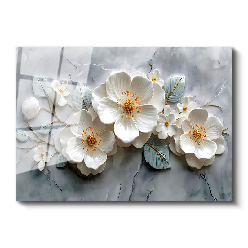 Tamperli Gerçek Cam Tablo Papatya Görünümlü Çiçek Çiçek Tablosu Duvar Dekoru