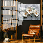 Tamperli Gerçek Cam Tablo Papatya Görünümlü Çiçek Çiçek Tablosu Duvar Dekoru