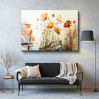 Tamperli Gerçek Cam Tablo Kayalık Bahçe Gelincikleri Çiçek Tablosu Duvar Dekoru