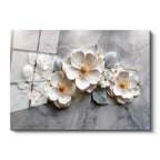 Tamperli Gerçek Cam Tablo Kabartma Görünümlü Zarif Çiçekler Çiçek Tablosu Duvar Dekoru