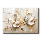 Tamperli Gerçek Cam Tablo Kabartma Görünümlü Gül Çiçek Tablosu Duvar Dekoru