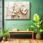 Tamperli Gerçek Cam Tablo Kabartma Görünümlü Gül Çiçek Tablosu Duvar Dekoru