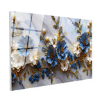 Tamperli Gerçek Cam Tablo Meyve Dalları Çiçekleri Çiçek Tablosu Duvar Dekoru