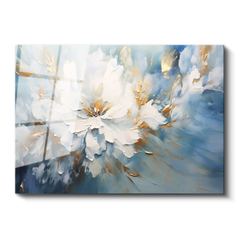 Tamperli Gerçek Cam Tablo Soyut Sanatsal Çiçek Çiçek Tablosu Duvar Dekoru