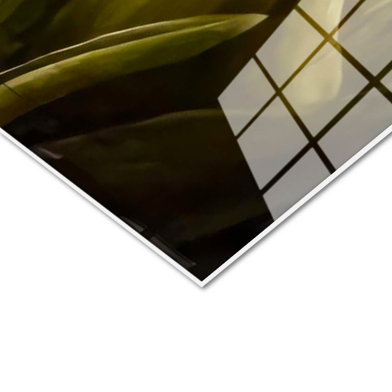 Tamperli Gerçek Cam Tablo Lale Buketi Çiçek Tablosu Duvar Dekoru