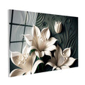 Tamperli Gerçek Cam Tablo Kabartma Görünümlü Lilyum Çiçek Tablosu Duvar Dekoru