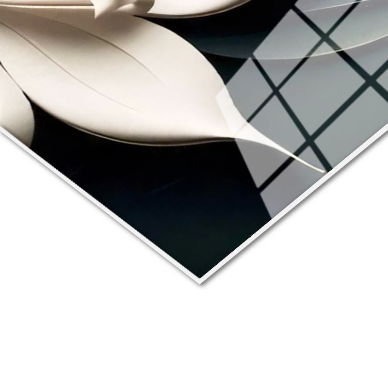 Tamperli Gerçek Cam Tablo Kabartma Görünümlü Lilyum Çiçek Tablosu Duvar Dekoru