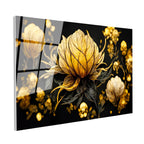 Tamperli Gerçek Cam Tablo Tekli Büyük Çiçek Çiçek Tablosu Duvar Dekoru