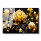 Tamperli Gerçek Cam Tablo Tekli Büyük Çiçek Çiçek Tablosu Duvar Dekoru