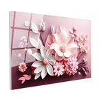 Tamperli Gerçek Cam Tablo Katmanlı Çiçek Aranjmanı Çiçek Tablosu Duvar Dekoru