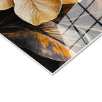 Tamperli Gerçek Cam Tablo Katmanlı Yapraklar ve Çiçekler Çiçek Tablosu Duvar Dekoru