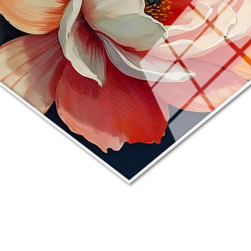 Tamperli Gerçek Cam Tablo Karışık Bahar Bahçesi Çiçek Tablosu Duvar Dekoru