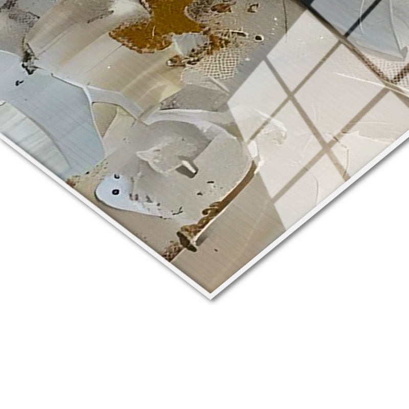 Tamperli Gerçek Cam Tablo Kabartma Görünümlü Üçlü Çiçek Çiçek Tablosu Duvar Dekoru