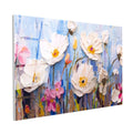 Tamperli Gerçek Cam Tablo Boya Dokulu Modern Çiçekler Çiçek Tablosu Duvar Dekoru