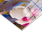 Tamperli Gerçek Cam Tablo Boya Dokulu Modern Çiçekler Çiçek Tablosu Duvar Dekoru