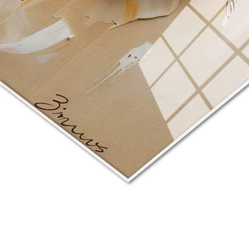 Tamperli Gerçek Cam Tablo Kabartma Görünümlü İkili Gül Çiçek Tablosu Duvar Dekoru