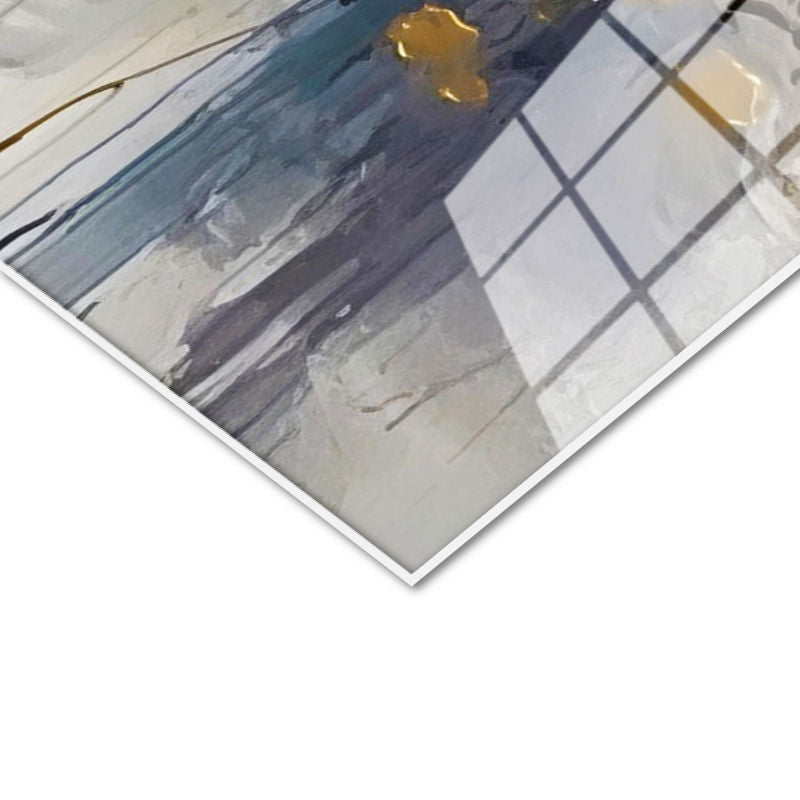 Tamperli Gerçek Cam Tablo Soyut Formlu Modern Çiçekler Çiçek Tablosu Duvar Dekoru