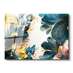 Tamperli Gerçek Cam Tablo Zarif Hatlı Estetik Çiçekler Çiçek Tablosu Duvar Dekoru