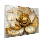 Tamperli Gerçek Cam Tablo Kabartma Görünümlü Dev Altın Çiçek Çiçek Tablosu Duvar Dekoru
