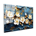 Tamperli Gerçek Cam Tablo Kabartma Görünümlü Manolya Dalı Çiçek Tablosu Duvar Dekoru