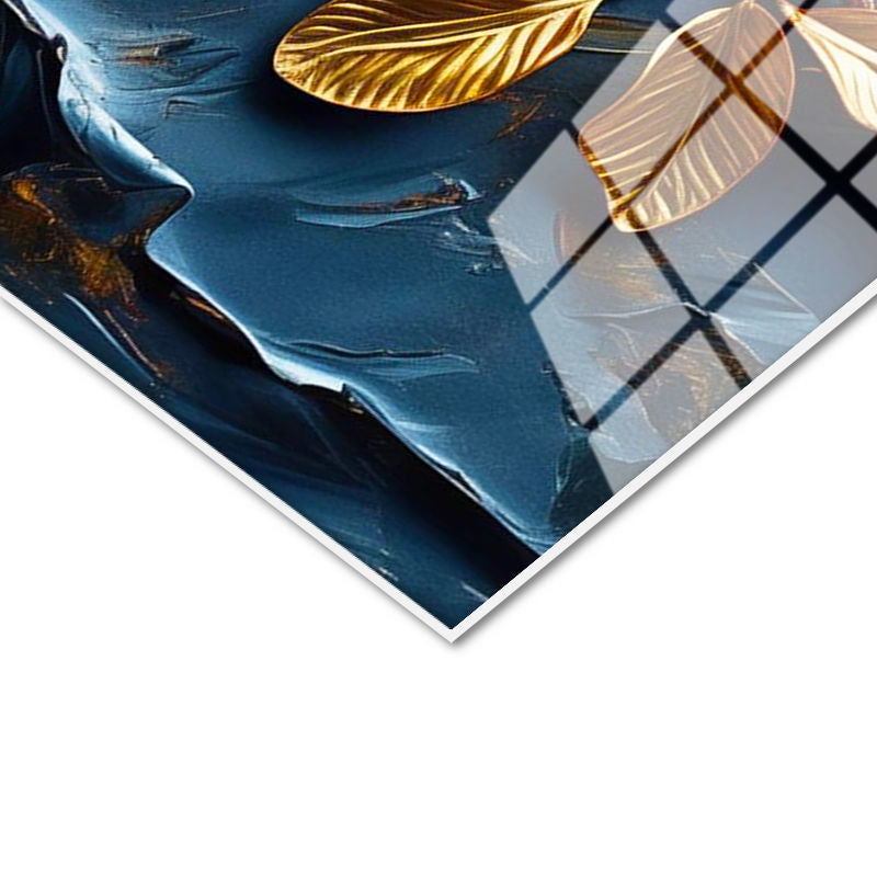 Tamperli Gerçek Cam Tablo Kabartma Görünümlü Manolya Dalı Çiçek Tablosu Duvar Dekoru