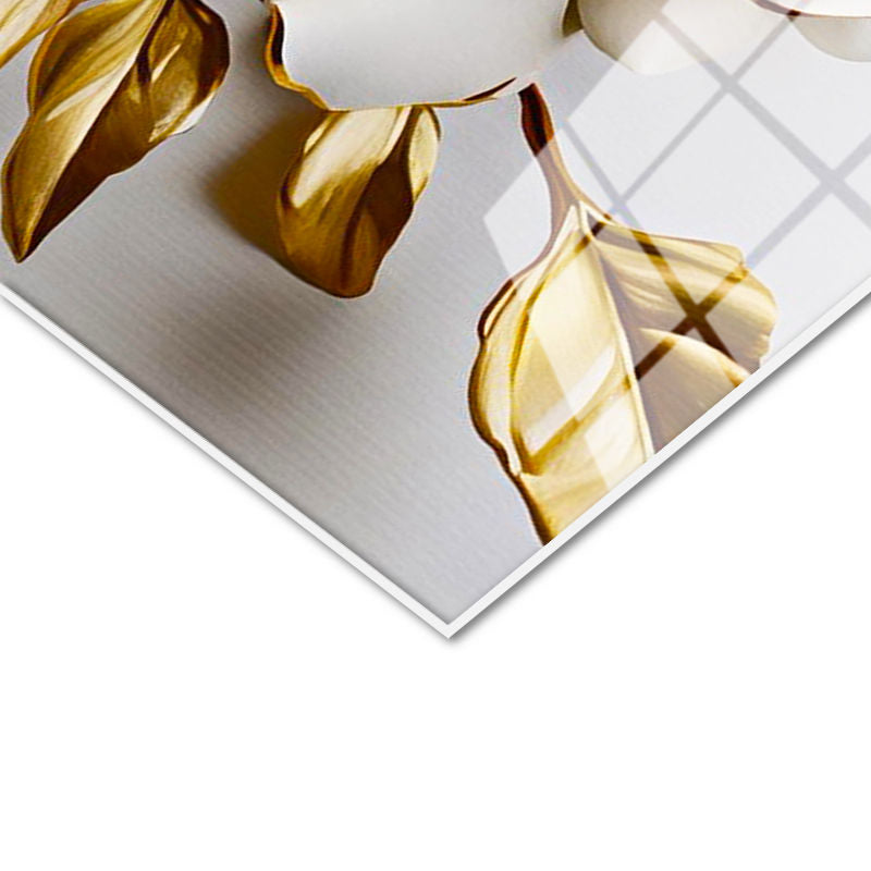 Tamperli Gerçek Cam Tablo Kabartma Görünümlü Üçlü Güller Çiçek Tablosu Duvar Dekoru