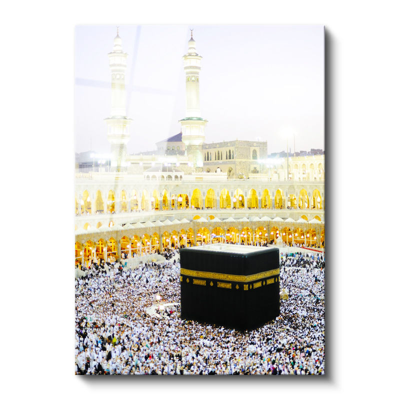 Tamperli Gerçek Cam Tablo Kabe Mescidi Haram Tavaf Alanı Dini İslami Tablo Duvar Dekoru