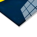 Tamperli Gerçek Cam Tablo Büyük Vav Harfi Sade Lacivert Tasarım Dini İslami Tablo Duvar Dekoru