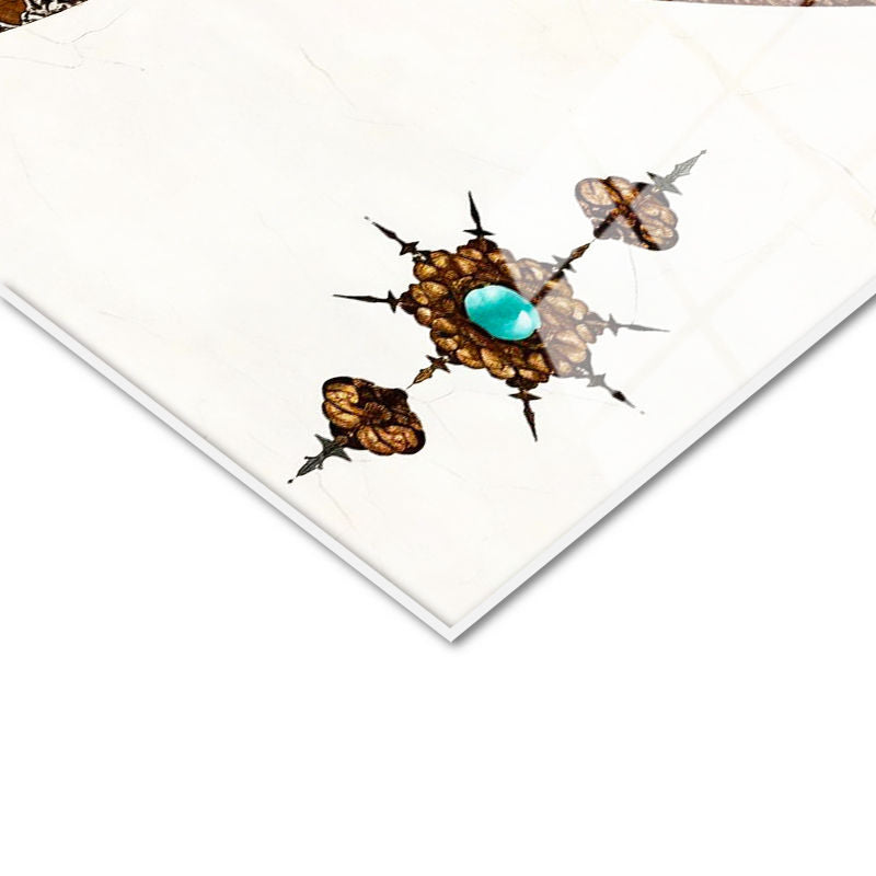 Tamperli Gerçek Cam Tablo Elif Vav Harfi Tezhip Desenli Dini İslami Tablo Duvar Dekoru