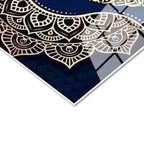 Tamperli Gerçek Cam Tablo Felak Suresi Daire İstifli Lacivert Dini İslami Tablo Duvar Dekoru