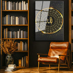 Tamperli Gerçek Cam Tablo Esmaül Hüsna Yuvarlak Tasarım Siyah Fon Dini İslami Tablo Duvar Dekoru