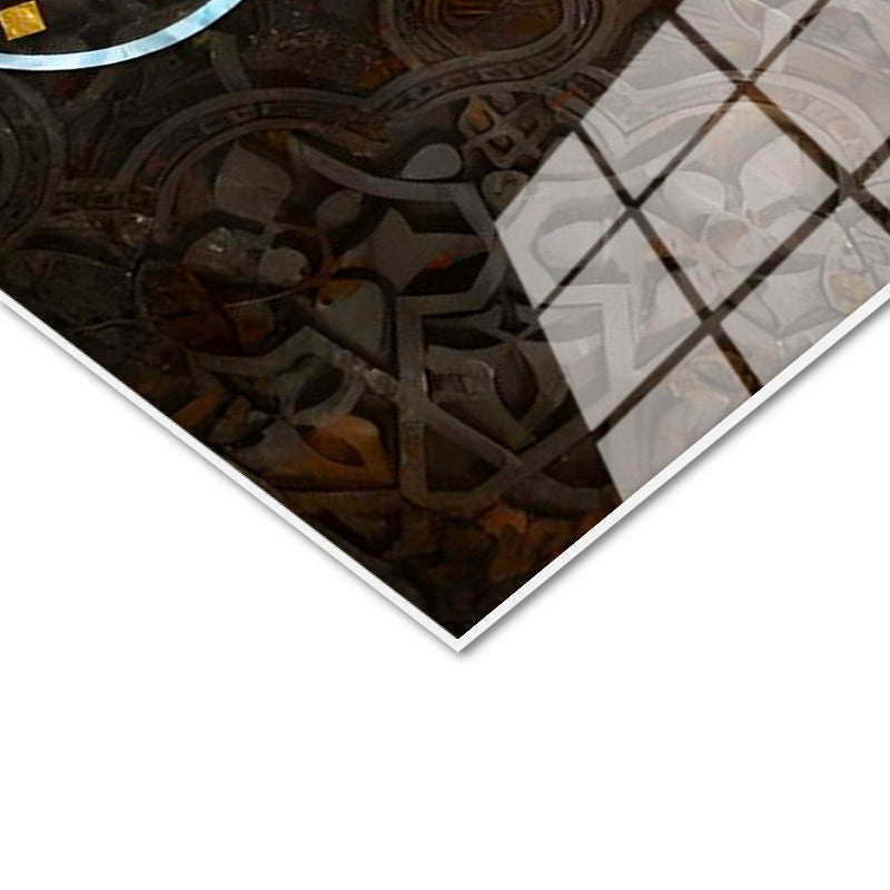 Tamperli Gerçek Cam Tablo Selam Ayeti Geometrik Desen Dini İslami Tablo Duvar Dekoru