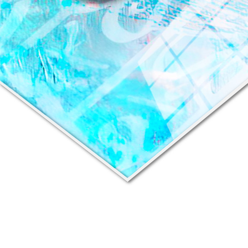 Tamperli Gerçek Cam Tablo Mavi Soyut Tasarım İhlas Suresi Ayeti Dini İslami Tablo Duvar Dekoru