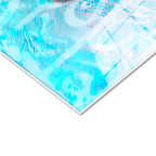 Tamperli Gerçek Cam Tablo Mavi Soyut Tasarım İhlas Suresi Ayeti Dini İslami Tablo Duvar Dekoru