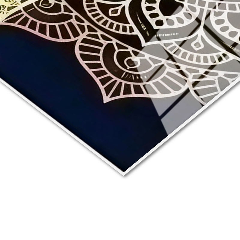 Tamperli Gerçek Cam Tablo Besmele Yazısı Geometrik Kemerli Dini İslami Tablo Duvar Dekoru