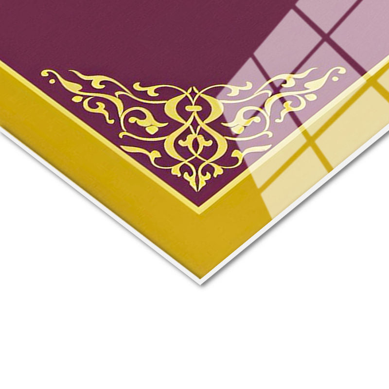 Tamperli Gerçek Cam Tablo Büyük Vav Harfi İç Desenli Dini İslami Tablo Duvar Dekoru