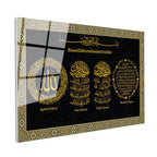 Tamperli Gerçek Cam Tablo Altın Görünümlü Ayetel Kürsi Felak Nas Suresi Bereket Duası İslami Tablo