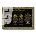 Tamperli Gerçek Cam Tablo Altın Görünümlü Ayetel Kürsi Felak Nas Suresi Bereket Duası İslami Tablo