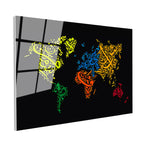 Tamperli Gerçek Cam Tablo Arapça Hat Sanatı Dünya Harita Tablosu Duvar Dekoru