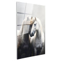 Tamperli Gerçek Cam Tablo Duygusal Temalı İkili At Tablosu Duvar Dekoru