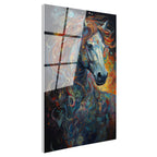 Tamperli Gerçek Cam Tablo Soyut Renk Geçişli At Tablosu Duvar Dekoru