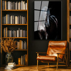 Tamperli Gerçek Cam Tablo Parlak Tüylü At Tablosu Duvar Dekoru