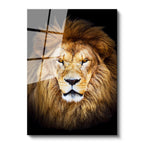 Tamperli Gerçek Cam Tablo Simetrik Yüz Hatlı Aslan Tablosu Duvar Dekoru