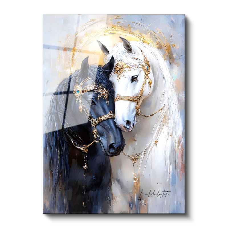 Tamperli Gerçek Cam Tablo İşlemeli Takı At Tablosu Duvar Dekoru